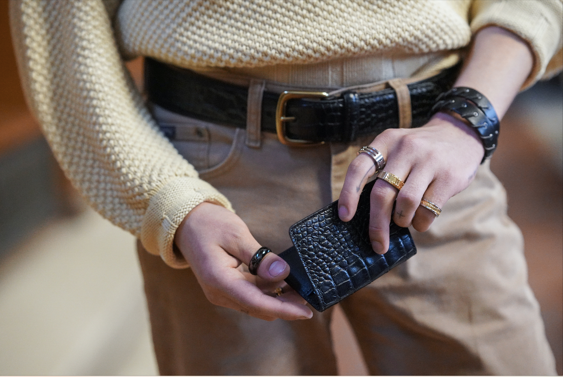 "The James" Collection Genuine Alligator Glossed Leather