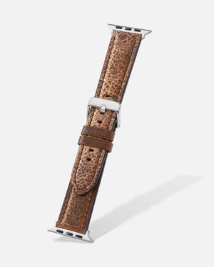Grey Grizzly Grain Leather Apple Watch Band