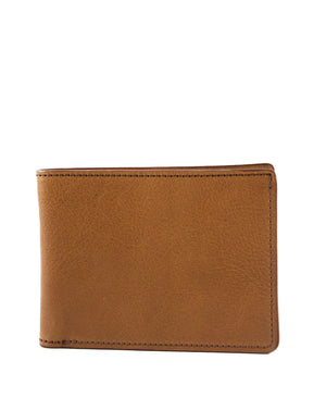 Cognac Genuine Leather Bi-Fold Wallet 