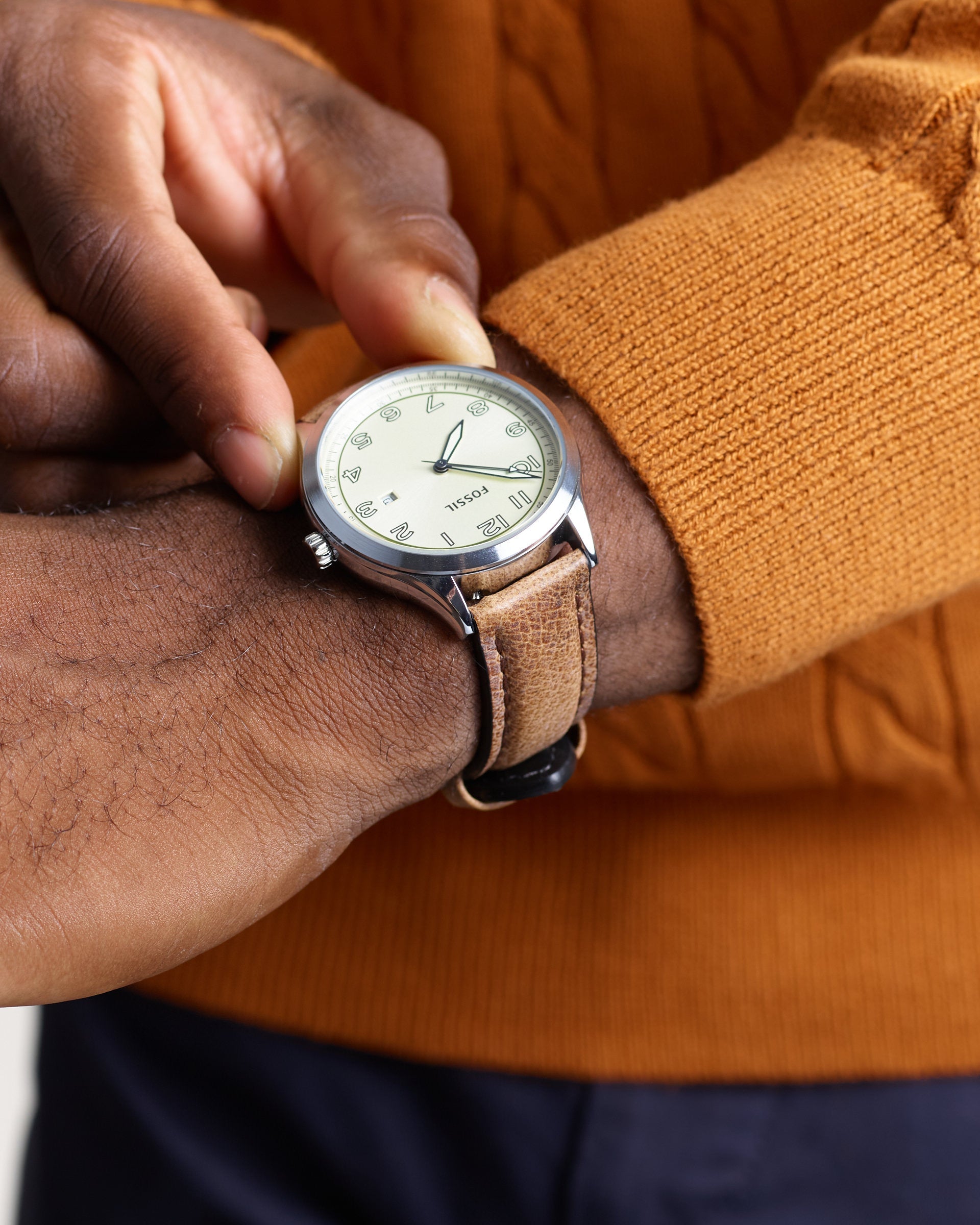 Grey Grizzly Grain Leather Apple Watch Band