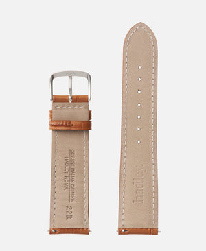 Brown Contrast Stitch Alligator Grain Traditional Watch Band