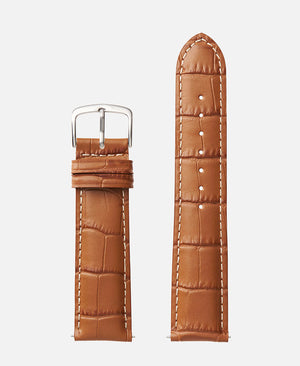 Brown Contrast Stitch Alligator Grain Traditional Watch Band