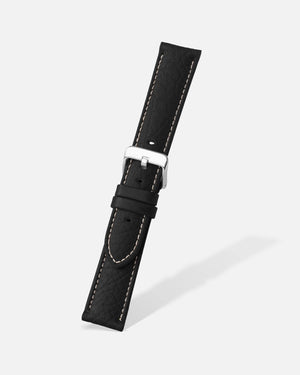 Black Shrunken Grain Leather Watch Band