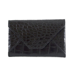 Genuine Alligator Envelope Card Case with Hidden Snap