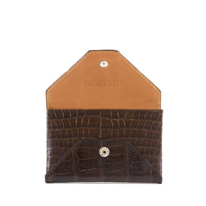 Genuine Alligator Envelope Card Case with Hidden Snap