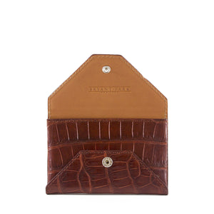 Genuine Alligator Envelope Card Case with Hidden Snap