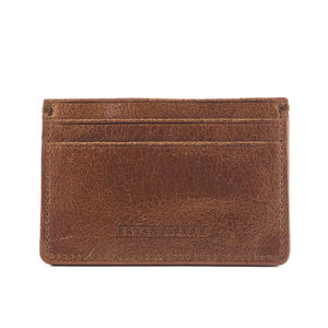 Brown Distressed Full-Grain Leather Card Case 