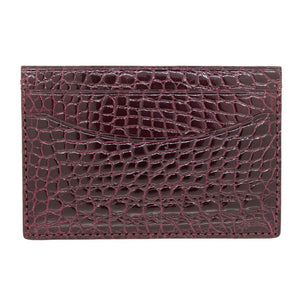 Genuine Shiny Alligator 5-Pocket Curved Card Case with Irish Coffee color