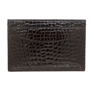 Genuine Shiny Alligator 5-Pocket Curved Card Case with Irish Coffee color