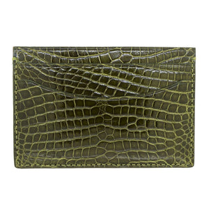 Genuine Shiny Alligator 5-Pocket Curved Card Case with Irish Coffee color