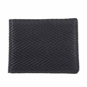 Chevron Embossed Ultra-Slim Leather Wallet with Black color