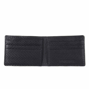Chevron Embossed Ultra-Slim Leather Wallet with Black color